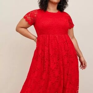 Torrid Red Lace Midi Dress